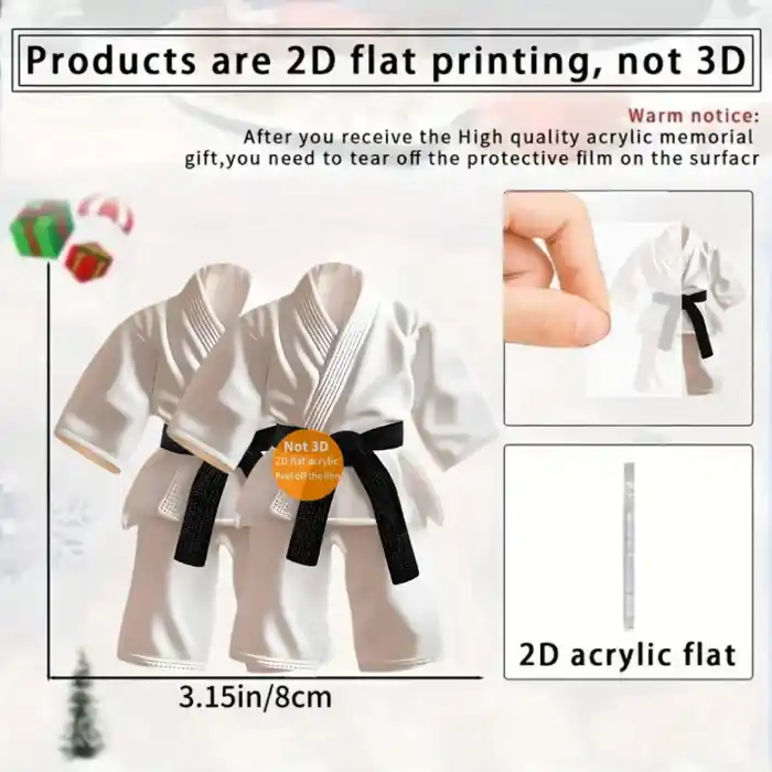 1/2pcs Taekwondo Suit Pendant Keychain Sports Themed 2d Flat Acrylic Ornament Charms Hanging Móc Treo Đeo Thoại, Standee, Móc Khoá In Theo Yêu Cầu, Chất Liệu Mica Dày 4mm, Kích Thước 5.5 Cm, Có In Test Mẫu