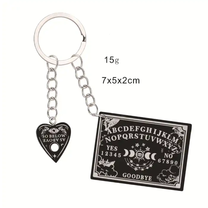 1pc Women Ouija Planchette Keychain Acrylic Pompom Car Mirror Keyring Punk Board Crafts Móc Treo Đeo Thoại, Standee, Móc Khoá In Theo Yêu Cầu, Chất Liệu Mica Dày 4mm, Kích Thước 5.5 Cm, Có In Test Mẫu