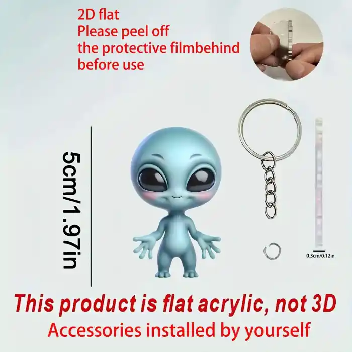 2d Alien Keychain Realistic Acrylic Fashionable And Creative Hanging Ornament Preferred Móc Treo Đeo Thoại, Standee, Móc Khoá In Theo Yêu Cầu, Chất Liệu Mica Dày 4mm, Kích Thước 5.5 Cm, Có In Test Mẫu