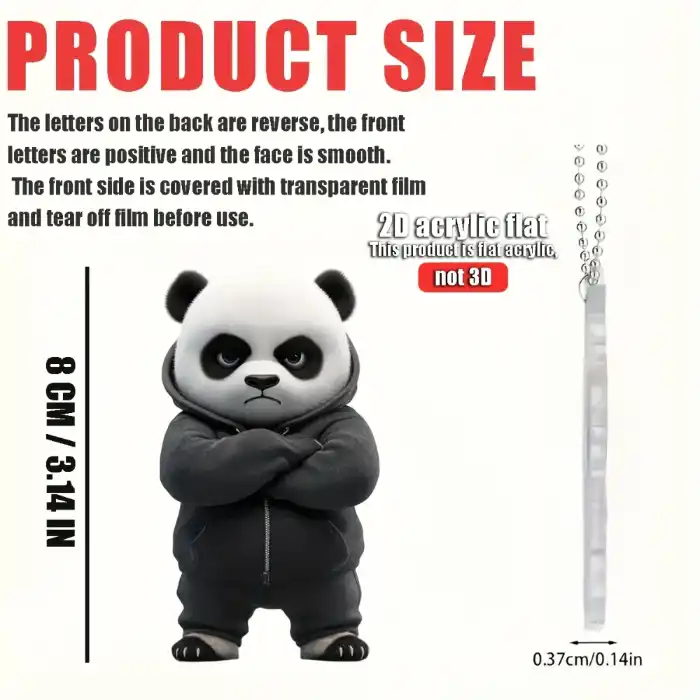 2d Angry Panda Hanging Ornament Acrylic Car Keychain & Backpack Accessories Halloween Party Móc Treo Đeo Thoại, Standee, Móc Khoá In Theo Yêu Cầu, Chất Liệu Mica Dày 4mm, Kích Thước 5.5 Cm, Có In Test Mẫu