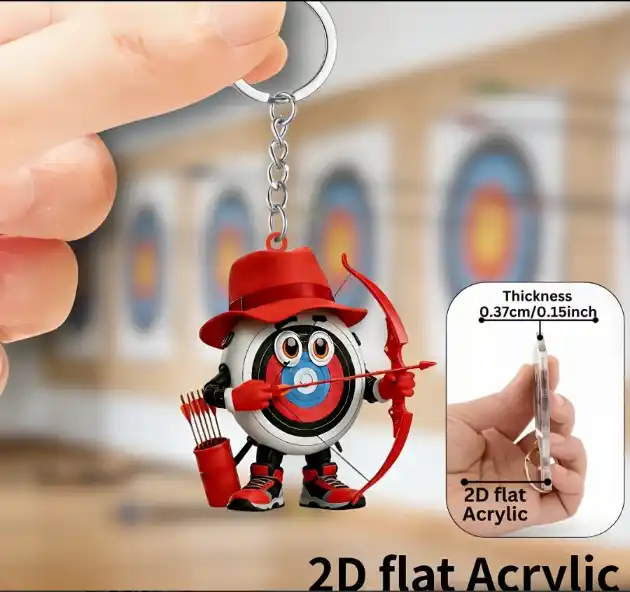 2d Archery Player Keychain Charm Acrylic Backpack Car Key Decoration Holiday Party Accessory Móc Treo Đeo Thoại, Standee, Móc Khoá In Theo Yêu Cầu, Chất Liệu Mica Dày 4mm, Kích Thước 5.5 Cm, Có In Test Mẫu