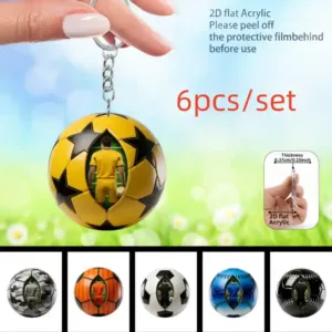 2d Ball Sports Enthusiasts Keychain 3/6pcs Acrylic Pendant Backpacks Key Decoration Holiday Móc Treo Đeo Thoại, Standee, Móc Khoá In Theo Yêu Cầu, Chất Liệu Mica Dày 4mm, Kích Thước 5.5 Cm, Có In Test Mẫu