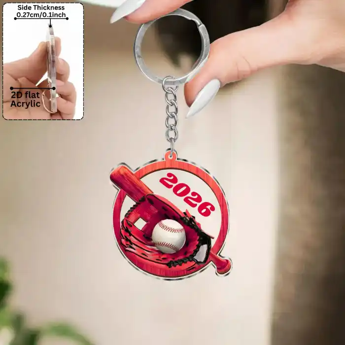 2d Baseball 2026 Keychain Colorful Acrylic Sporty Pendants Perfect For Bags Backpacks Holiday Móc Treo Đeo Thoại, Standee, Móc Khoá In Theo Yêu Cầu, Chất Liệu Mica Dày 4mm, Kích Thước 5.5 Cm, Có In Test Mẫu
