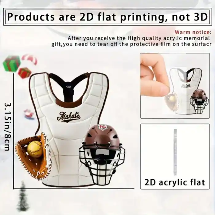 2d Baseball Catcher Gear Pendant Sport Themed Keychain Flat Acrylic Ornament Charm,hanging Móc Treo Đeo Thoại, Standee, Móc Khoá In Theo Yêu Cầu, Chất Liệu Mica Dày 4mm, Kích Thước 5.5 Cm, Có In Test Mẫu