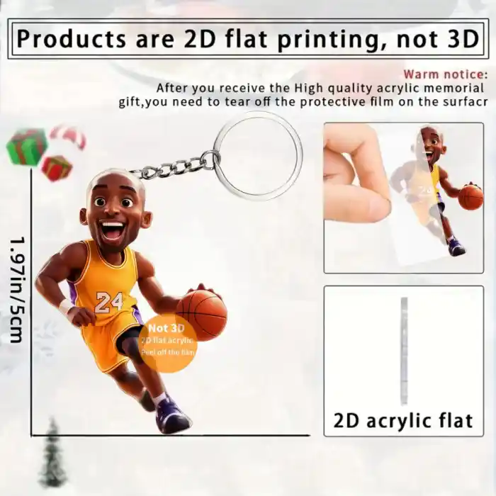 2d Basketball Star Kobe Keychain Cartoon Basketball Player Pendant Flat Acrylic Ornament Móc Treo Đeo Thoại, Standee, Móc Khoá In Theo Yêu Cầu, Chất Liệu Mica Dày 4mm, Kích Thước 5.5 Cm, Có In Test Mẫu