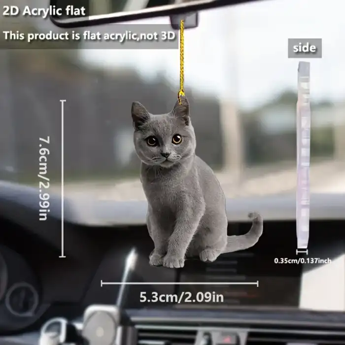 2d British Shorthair Keychain Versatile Charm Cute Kitten Acrylic Pendant For Car Mirror Móc Treo Đeo Thoại, Standee, Móc Khoá In Theo Yêu Cầu, Chất Liệu Mica Dày 4mm, Kích Thước 5.5 Cm, Có In Test Mẫu