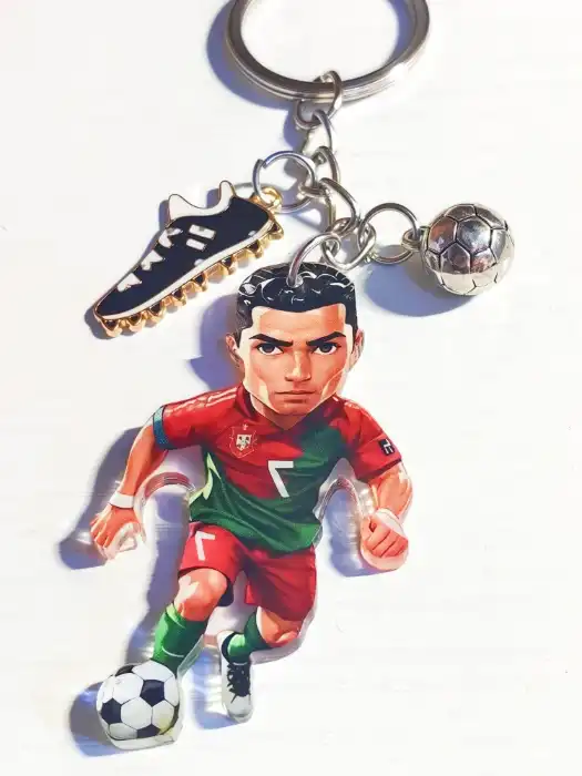 2d C Ronaldo Footballer Keychain, Flat Acrylic Soccer Star Theme Ornament Charms Hanging Móc Treo Đeo Thoại, Standee, Móc Khoá In Theo Yêu Cầu, Chất Liệu Mica Dày 4mm, Kích Thước 5.5 Cm, Có In Test Mẫu