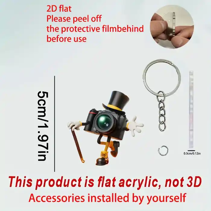 2d Camera Sprite Keychain Cute Pendant Creative Ornament Flat Acrylic Hanging Charm For Móc Treo Đeo Thoại, Standee, Móc Khoá In Theo Yêu Cầu, Chất Liệu Mica Dày 4mm, Kích Thước 5.5 Cm, Có In Test Mẫu