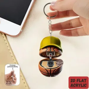 2d Cap Basketball Theme Keychain Acrylic 1/5pcs Options Hanging Ornament Car Pendant Backpack Móc Treo Đeo Thoại, Standee, Móc Khoá In Theo Yêu Cầu, Chất Liệu Mica Dày 4mm, Kích Thước 5.5 Cm, Có In Test Mẫu