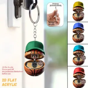 2d Cap Basketball Theme Keychain Acrylic 1/5pcs Options Hanging Ornament Car Pendant Backpack Móc Treo Đeo Thoại, Standee, Móc Khoá In Theo Yêu Cầu, Chất Liệu Mica Dày 4mm, Kích Thước 5.5 Cm, Có In Test Mẫu