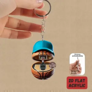 2d Cap Basketball Theme Keychain Acrylic 1/5pcs Options Hanging Ornament Car Pendant Backpack Móc Treo Đeo Thoại, Standee, Móc Khoá In Theo Yêu Cầu, Chất Liệu Mica Dày 4mm, Kích Thước 5.5 Cm, Có In Test Mẫu