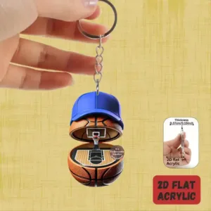 2d Cap Basketball Theme Keychain Acrylic 1/5pcs Options Hanging Ornament Car Pendant Backpack Móc Treo Đeo Thoại, Standee, Móc Khoá In Theo Yêu Cầu, Chất Liệu Mica Dày 4mm, Kích Thước 5.5 Cm, Có In Test Mẫu