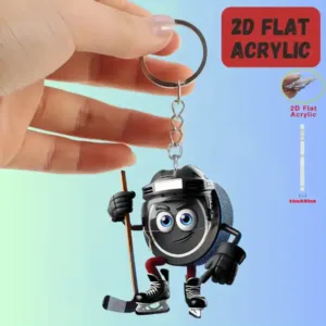 2d Cartoon Hockey Player Acrylic Keychain Sports Fan Flat Pendant Ornament Charms For Car Bag Móc Treo Đeo Thoại, Standee, Móc Khoá In Theo Yêu Cầu, Chất Liệu Mica Dày 4mm, Kích Thước 5.5 Cm, Có In Test Mẫu