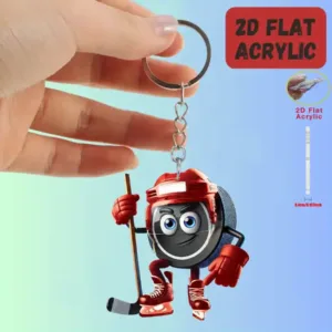 2d Cartoon Hockey Player Acrylic Keychain Sports Fan Flat Pendant Ornament Charms For Car Bag Móc Treo Đeo Thoại, Standee, Móc Khoá In Theo Yêu Cầu, Chất Liệu Mica Dày 4mm, Kích Thước 5.5 Cm, Có In Test Mẫu