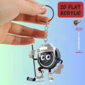 2d Cartoon Hockey Player Acrylic Keychain Sports Fan Flat Pendant Ornament Charms For Car Bag Móc Treo Đeo Thoại, Standee, Móc Khoá In Theo Yêu Cầu, Chất Liệu Mica Dày 4mm, Kích Thước 5.5 Cm, Có In Test Mẫu