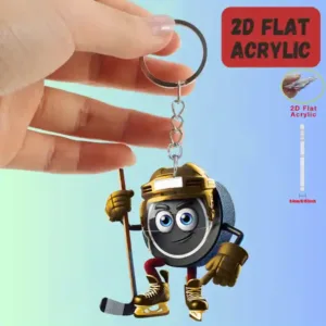 2d Cartoon Hockey Player Acrylic Keychain Sports Fan Flat Pendant Ornament Charms For Car Bag Móc Treo Đeo Thoại, Standee, Móc Khoá In Theo Yêu Cầu, Chất Liệu Mica Dày 4mm, Kích Thước 5.5 Cm, Có In Test Mẫu