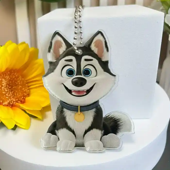 2d Cartoon Husky Keychain Adorable Puppy Acrylic Pendant Versatile Charm For Car Móc Treo Đeo Thoại, Standee, Móc Khoá In Theo Yêu Cầu, Chất Liệu Mica Dày 4mm, Kích Thước 5.5 Cm, Có In Test Mẫu