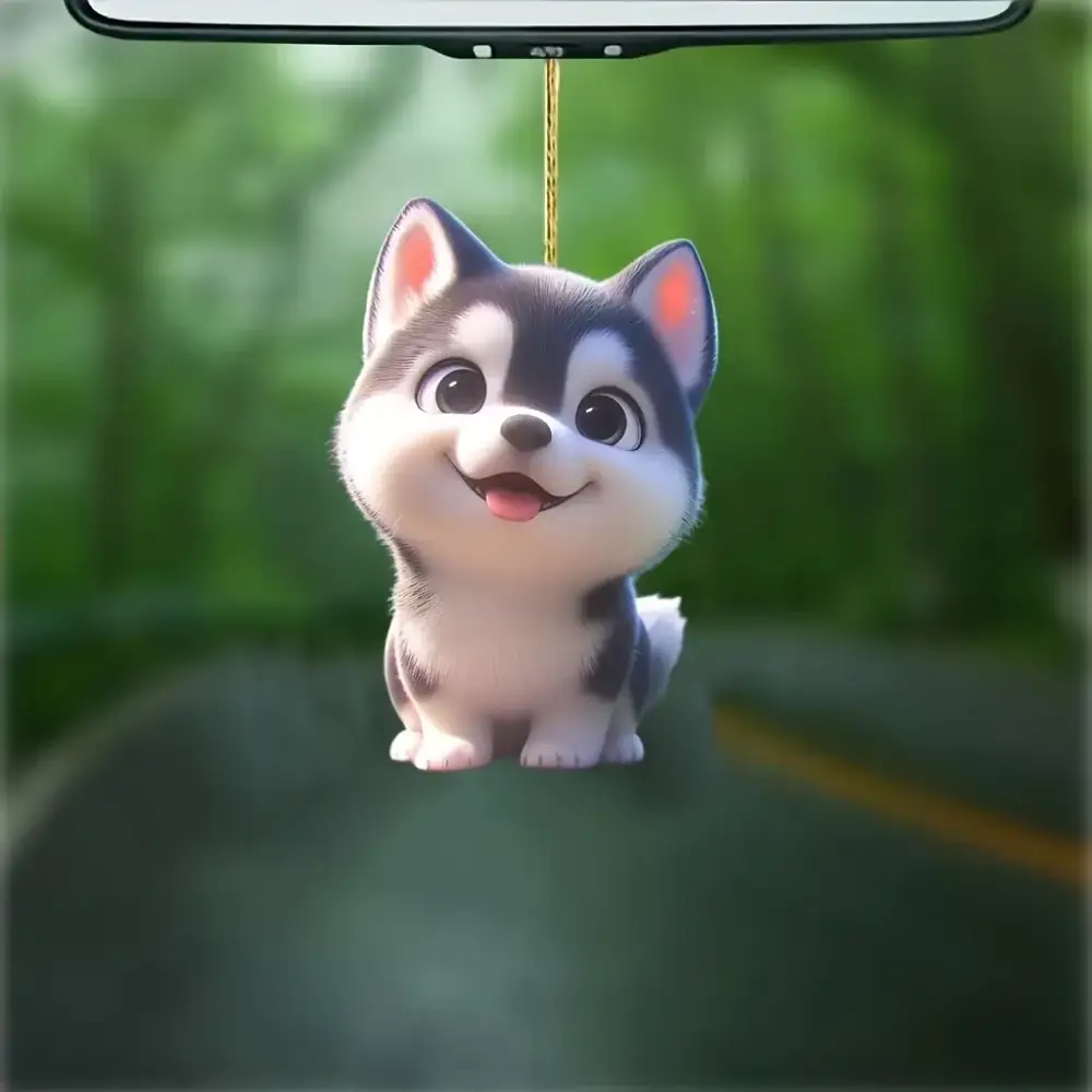 2d Cartoon Husky Keychain Cute Puppy Acrylic Pendant Versatile Charm For Car Móc Treo Đeo Thoại, Standee, Móc Khoá In Theo Yêu Cầu, Chất Liệu Mica Dày 4mm, Kích Thước 5.5 Cm, Có In Test Mẫu