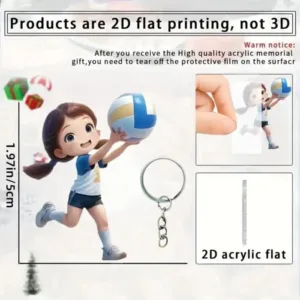 2d Cartoon Volleyball Girl Keychain Sporty Themed Pendant Flat Acrylic Ornament Móc Treo Đeo Thoại, Standee, Móc Khoá In Theo Yêu Cầu, Chất Liệu Mica Dày 4mm, Kích Thước 5.5 Cm, Có In Test Mẫu