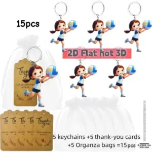 2d Cartoon Volleyball Girl Keychain Sporty Themed Pendant Flat Acrylic Ornament Móc Treo Đeo Thoại, Standee, Móc Khoá In Theo Yêu Cầu, Chất Liệu Mica Dày 4mm, Kích Thước 5.5 Cm, Có In Test Mẫu