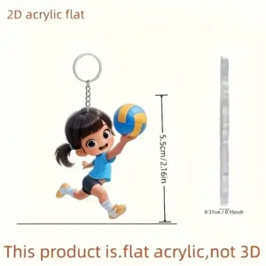 2d Cartoon Volleyball Girl Keychain Sporty Themed Pendant Flat Acrylic Ornament Móc Treo Đeo Thoại, Standee, Móc Khoá In Theo Yêu Cầu, Chất Liệu Mica Dày 4mm, Kích Thước 5.5 Cm, Có In Test Mẫu