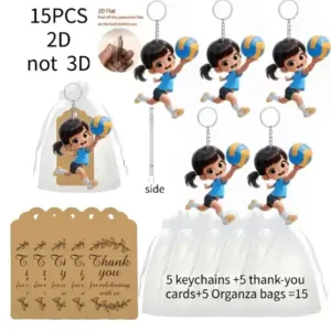 2d Cartoon Volleyball Girl Keychain Sporty Themed Pendant Flat Acrylic Ornament Móc Treo Đeo Thoại, Standee, Móc Khoá In Theo Yêu Cầu, Chất Liệu Mica Dày 4mm, Kích Thước 5.5 Cm, Có In Test Mẫu