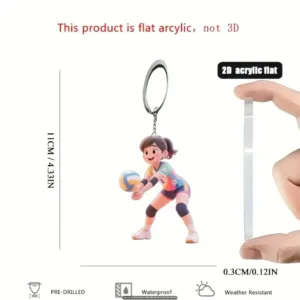 2d Cartoon Volleyball Girl Keychain Sporty Themed Pendant Flat Acrylic Ornament Móc Treo Đeo Thoại, Standee, Móc Khoá In Theo Yêu Cầu, Chất Liệu Mica Dày 4mm, Kích Thước 5.5 Cm, Có In Test Mẫu