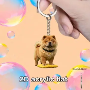 2d Charming Chow Acrylic Pendant Cartoon Puppy Keychain Versatile Charm Decor For Car Mirror Móc Treo Đeo Thoại, Standee, Móc Khoá In Theo Yêu Cầu, Chất Liệu Mica Dày 4mm, Kích Thước 5.5 Cm, Có In Test Mẫu