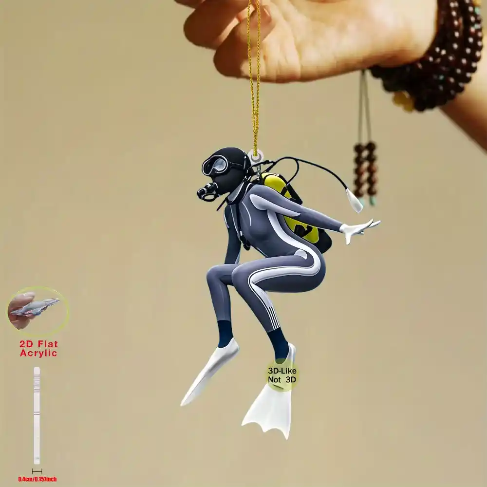 2d Charming Diving Pendant Sports Themed Acrylic Keychain Hanging Glamorous Ornament Festive Móc Treo Đeo Thoại, Standee, Móc Khoá In Theo Yêu Cầu, Chất Liệu Mica Dày 4mm, Kích Thước 5.5 Cm, Có In Test Mẫu