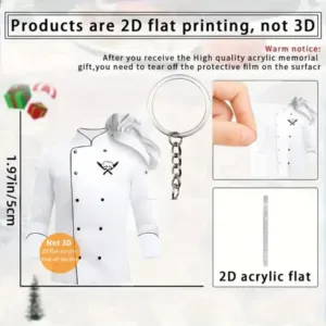 2d Chef Apron Keychain Cute Uniform Pendant Flat Acrylic Ornament Charms Hanging Decoration Móc Treo Đeo Thoại, Standee, Móc Khoá In Theo Yêu Cầu, Chất Liệu Mica Dày 4mm, Kích Thước 5.5 Cm, Có In Test Mẫu