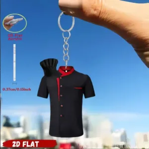2d Chef Apron Keychain Cute Uniform Pendant Flat Acrylic Ornament Charms Hanging Decoration Móc Treo Đeo Thoại, Standee, Móc Khoá In Theo Yêu Cầu, Chất Liệu Mica Dày 4mm, Kích Thước 5.5 Cm, Có In Test Mẫu