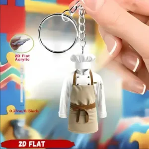2d Chef Apron Keychain Cute Uniform Pendant Flat Acrylic Ornament Charms Hanging Decoration Móc Treo Đeo Thoại, Standee, Móc Khoá In Theo Yêu Cầu, Chất Liệu Mica Dày 4mm, Kích Thước 5.5 Cm, Có In Test Mẫu