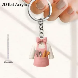 2d Chef Apron Keychain Cute Uniform Pendant Flat Acrylic Ornament Charms Hanging Decoration Móc Treo Đeo Thoại, Standee, Móc Khoá In Theo Yêu Cầu, Chất Liệu Mica Dày 4mm, Kích Thước 5.5 Cm, Có In Test Mẫu