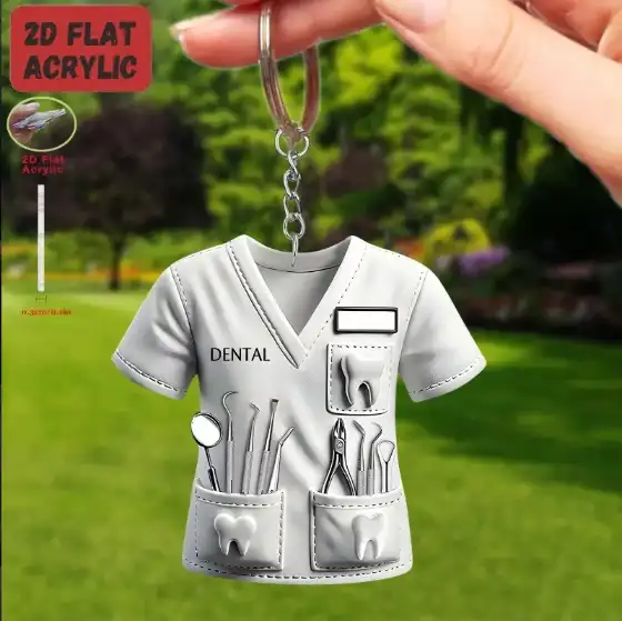 2d-chic-dentist-costume-keychain-doctor-var6-1789455213625-702 2d Chic Dentist Costume Keychain Doctor Themed Pendant Flat Acrylic Ornament Charm Hanging Móc Treo Đeo Thoại, Standee, Móc Khoá In Theo Yêu Cầu, Chất Liệu Mica Dày 4mm, Kích Thước 5.5 Cm, Có In Test Mẫu