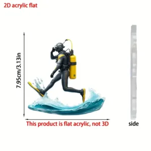 2d Chic Diver Keychain Acrylic Diving Themed Pendant Flat Ornament Charm,hanging Decoration Móc Treo Đeo Thoại, Standee, Móc Khoá In Theo Yêu Cầu, Chất Liệu Mica Dày 4mm, Kích Thước 5.5 Cm, Có In Test Mẫu