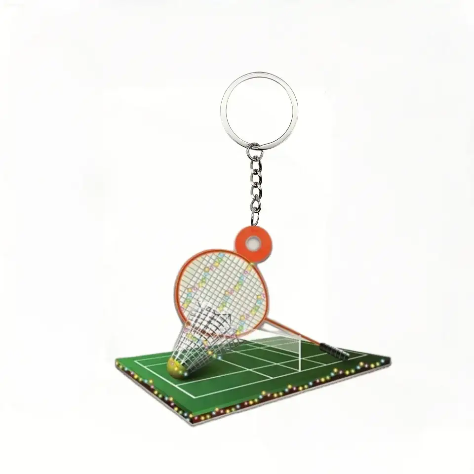 2d Christmas Badminton Keychain 1/5p Novel Sporty Theme Pendant Acrylic Ornament Whimsical Móc Treo Đeo Thoại, Standee, Móc Khoá In Theo Yêu Cầu, Chất Liệu Mica Dày 4mm, Kích Thước 5.5 Cm, Có In Test Mẫu