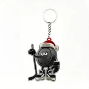 2d Christmas Ice Hockey Keychain 1/6pcs Sporty Theme Pendant Acrylic Ornament Hanging Móc Treo Đeo Thoại, Standee, Móc Khoá In Theo Yêu Cầu, Chất Liệu Mica Dày 4mm, Kích Thước 5.5 Cm, Có In Test Mẫu