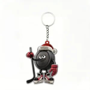 2d Christmas Ice Hockey Keychain 1/6pcs Sporty Theme Pendant Acrylic Ornament Hanging Móc Treo Đeo Thoại, Standee, Móc Khoá In Theo Yêu Cầu, Chất Liệu Mica Dày 4mm, Kích Thước 5.5 Cm, Có In Test Mẫu