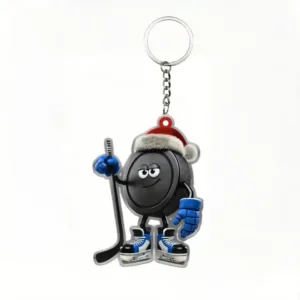 2d Christmas Ice Hockey Keychain 1/6pcs Sporty Theme Pendant Acrylic Ornament Hanging Móc Treo Đeo Thoại, Standee, Móc Khoá In Theo Yêu Cầu, Chất Liệu Mica Dày 4mm, Kích Thước 5.5 Cm, Có In Test Mẫu