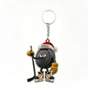 2d Christmas Ice Hockey Keychain 1/6pcs Sporty Theme Pendant Acrylic Ornament Hanging Móc Treo Đeo Thoại, Standee, Móc Khoá In Theo Yêu Cầu, Chất Liệu Mica Dày 4mm, Kích Thước 5.5 Cm, Có In Test Mẫu