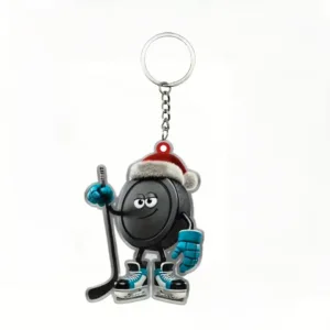 2d Christmas Ice Hockey Keychain 1/6pcs Sporty Theme Pendant Acrylic Ornament Hanging Móc Treo Đeo Thoại, Standee, Móc Khoá In Theo Yêu Cầu, Chất Liệu Mica Dày 4mm, Kích Thước 5.5 Cm, Có In Test Mẫu