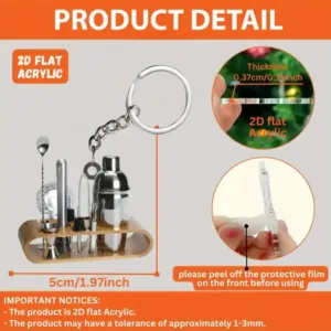 2d Cool Bartender Equipment Keychain 5pcs Acrylic Pendant For Men Parties Festivals Bags Home Móc Treo Đeo Thoại, Standee, Móc Khoá In Theo Yêu Cầu, Chất Liệu Mica Dày 4mm, Kích Thước 5.5 Cm, Có In Test Mẫu