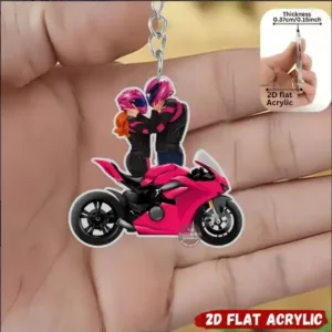 2d Cool Couple Keychain Motorcycle Enthusiasts Acrylic Pendant Decor Flat Hanging Accessory Móc Treo Đeo Thoại, Standee, Móc Khoá In Theo Yêu Cầu, Chất Liệu Mica Dày 4mm, Kích Thước 5.5 Cm, Có In Test Mẫu