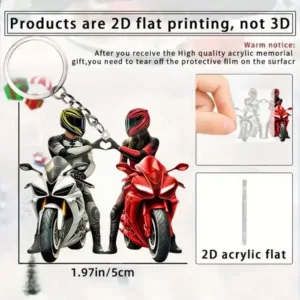 2d Cool Couple Keychain Motorcycle Enthusiasts Acrylic Pendant Decor Flat Hanging Accessory Móc Treo Đeo Thoại, Standee, Móc Khoá In Theo Yêu Cầu, Chất Liệu Mica Dày 4mm, Kích Thước 5.5 Cm, Có In Test Mẫu