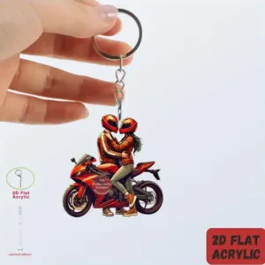2d Cool Couple Keychain Motorcycle Enthusiasts Acrylic Pendant Decor Flat Hanging Accessory Móc Treo Đeo Thoại, Standee, Móc Khoá In Theo Yêu Cầu, Chất Liệu Mica Dày 4mm, Kích Thước 5.5 Cm, Có In Test Mẫu