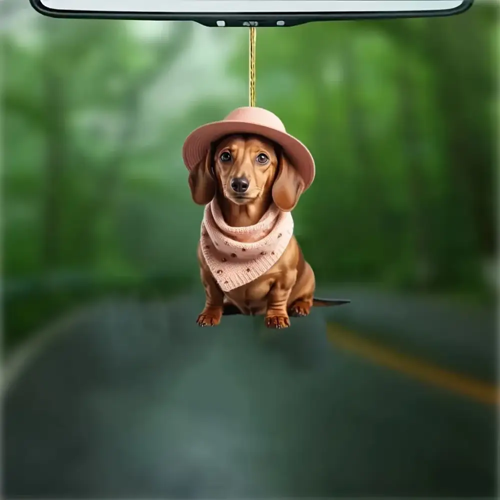 2d Cute Dachshund Keychain Charm Puppy Acrylic Pendant Versatile For Car Móc Treo Đeo Thoại, Standee, Móc Khoá In Theo Yêu Cầu, Chất Liệu Mica Dày 4mm, Kích Thước 5.5 Cm, Có In Test Mẫu