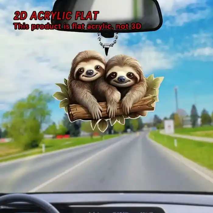 2d Cute Duo Sloth Keychain Acrylic Pendant Charm Versatile Decor For Car Mirror Backpack Home Móc Treo Đeo Thoại, Standee, Móc Khoá In Theo Yêu Cầu, Chất Liệu Mica Dày 4mm, Kích Thước 5.5 Cm, Có In Test Mẫu