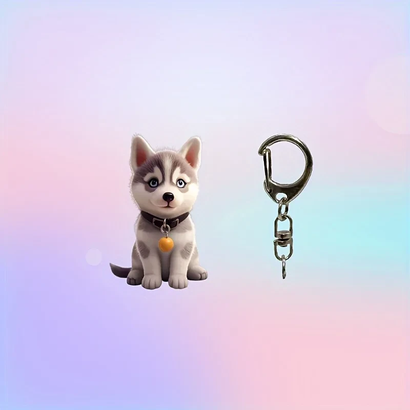 2d Cute Husky Keychain Cartoon Puppy Acrylic Pendant Versatile Charm For Car Móc Treo Đeo Thoại, Standee, Móc Khoá In Theo Yêu Cầu, Chất Liệu Mica Dày 4mm, Kích Thước 5.5 Cm, Có In Test Mẫu