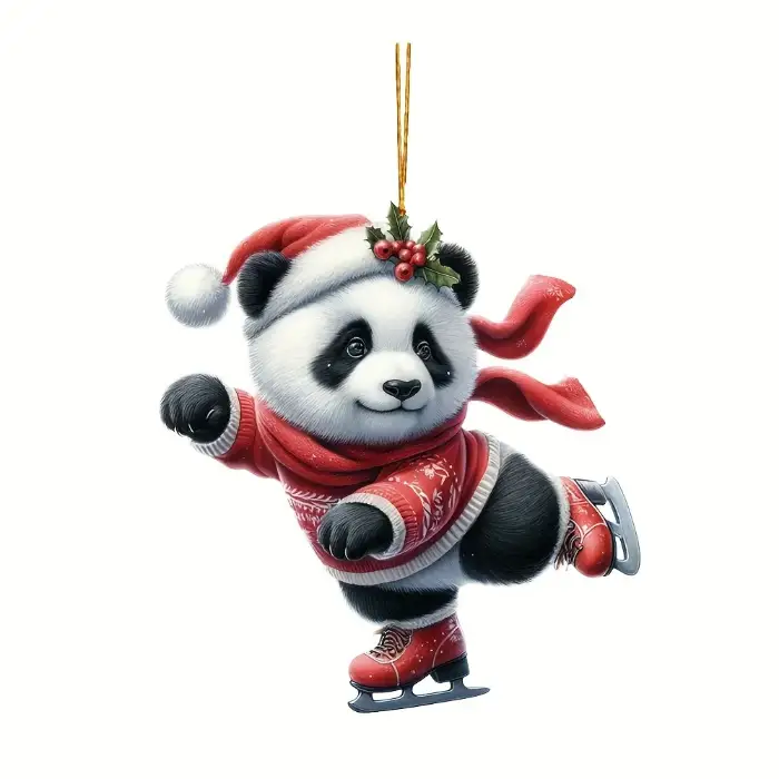 2d Cute Panda Keychain Charm Acrylic Car Keys Hanging Ornament Decor Festive Gift Pendant Móc Treo Đeo Thoại, Standee, Móc Khoá In Theo Yêu Cầu, Chất Liệu Mica Dày 4mm, Kích Thước 5.5 Cm, Có In Test Mẫu