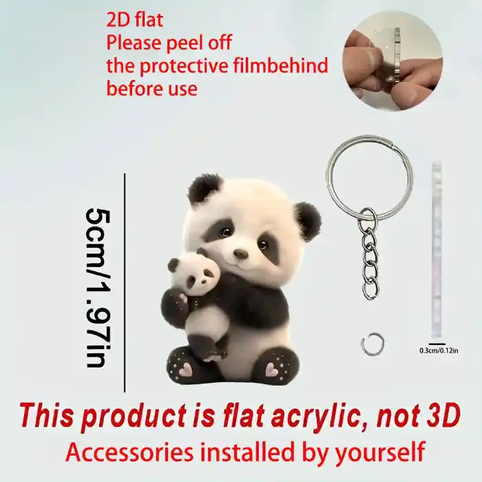 2d-cute-panda-keychain-charm-acrylic-car-var3-1789471068697-434 2d Cute Panda Keychain Charm Acrylic Car Keys Hanging Ornament Decor Festive Gift Pendant Móc Treo Đeo Thoại, Standee, Móc Khoá In Theo Yêu Cầu, Chất Liệu Mica Dày 4mm, Kích Thước 5.5 Cm, Có In Test Mẫu